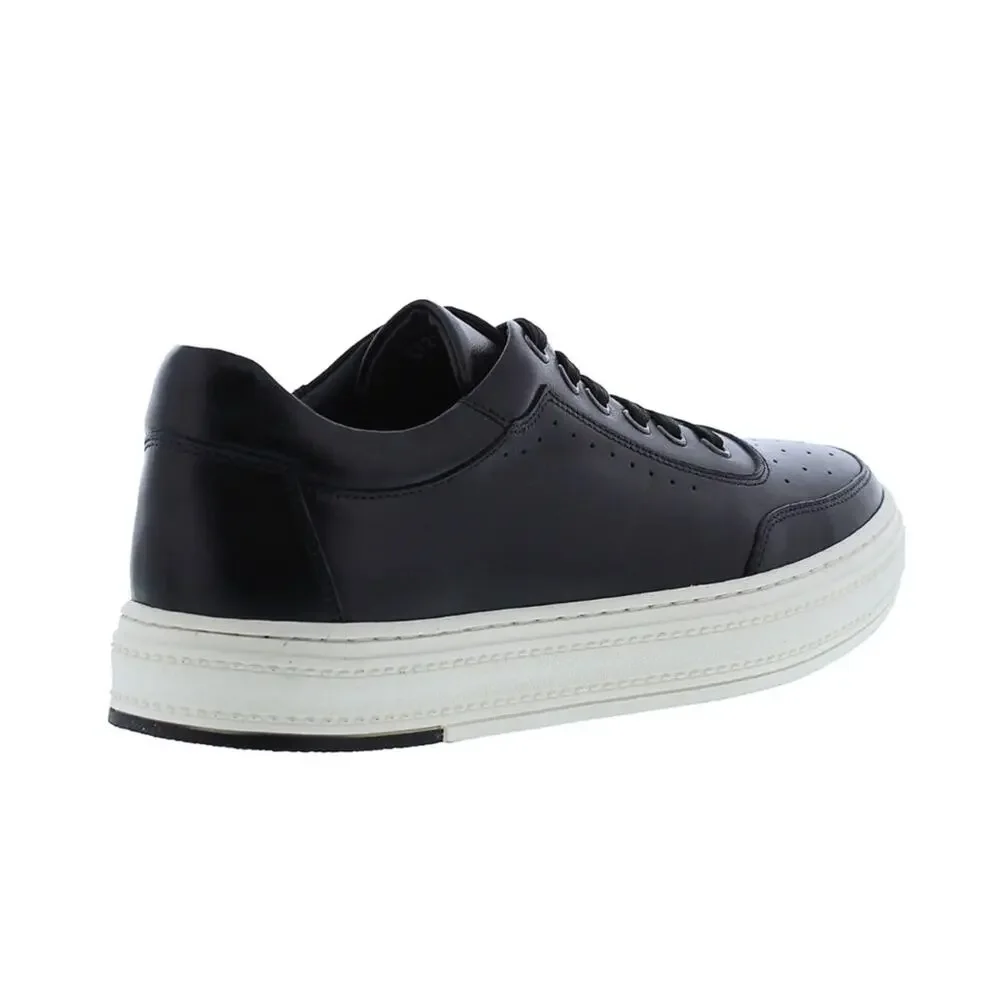 Zanzara Marcus Men Black Sneaker Size 12 Luxury Leather Lace-Up Cushioned New